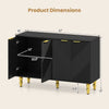 47" black sideboard buffet cabinet with chevron fluted doors, adjustable shelves, and anti-toppling devices for versatile storage.