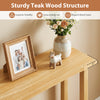 Solid wood console table with a sturdy teak frame, showcasing elegant wood grain and ample 2-tier storage for versatile.