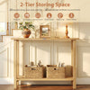 47-inch solid wood console table with teak frame, featuring 2-tier storage for a tidy living room or hallway.