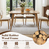 Solid wood dining table for 4 with rounded edges, made from rubber wood, perfect for family dinners and daily use.