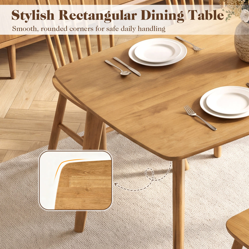 Stylish 47" solid wood dining table with rounded edges, seats 4, perfect for dining rooms or kitchens.