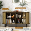 47-inch sideboard buffet cabinet with sliding tambour doors, adjustable shelves, and solid metal legs for versatile.