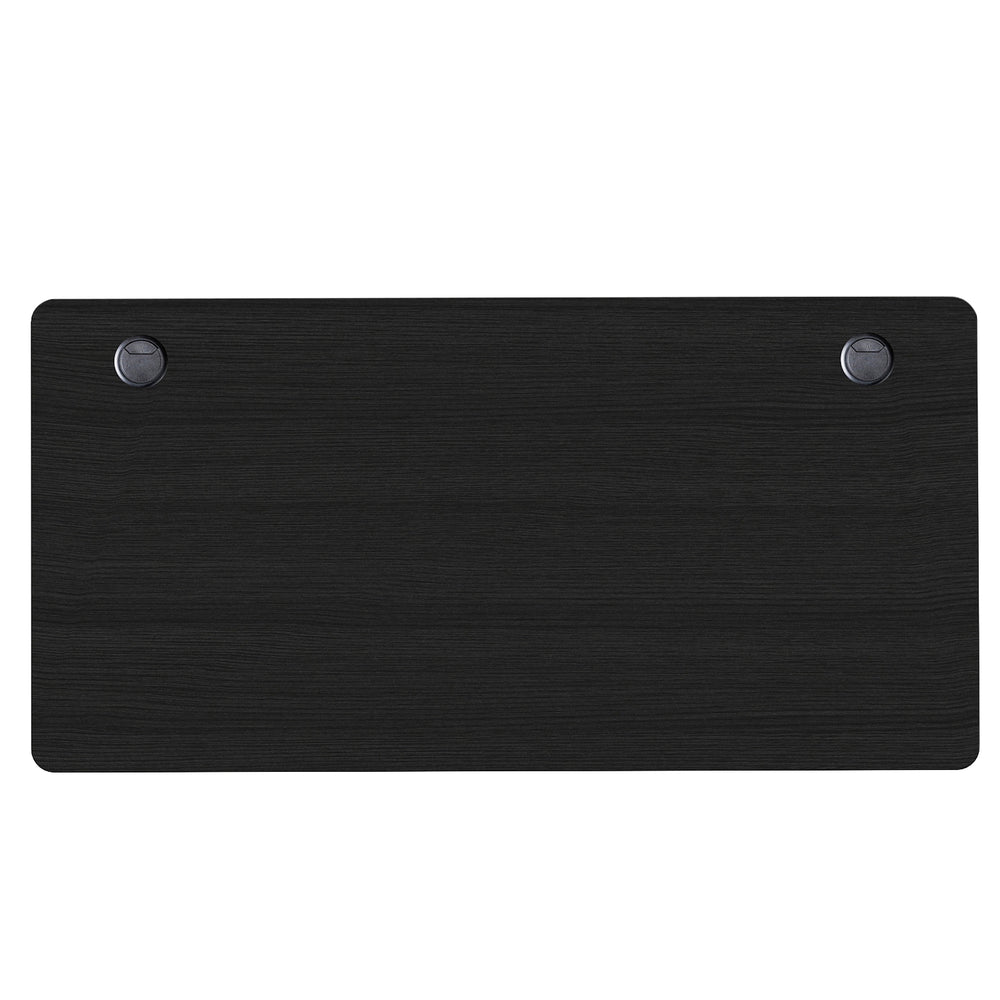 Black 47” x 24” universal tabletop featuring a smooth surface and rounded corners, perfect for creating a custom.