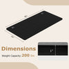 Black 47” x 24” universal tabletop with dual cable holes, designed for standard and standing desk frames.