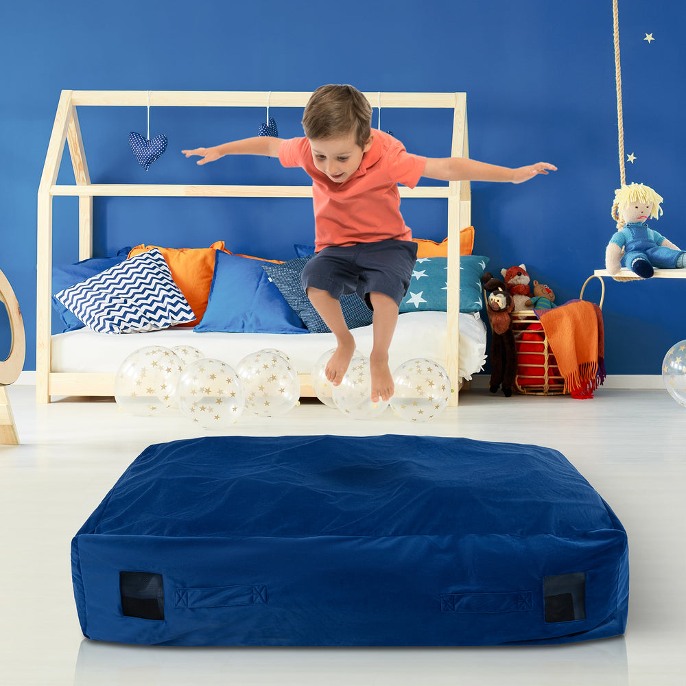 47 x 35.5 Inch Crash Pad Sensory Mat with Foam Blocks and Washable Cover-Blue - Gallery View 1 of 11