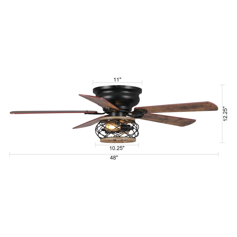 Parrot Uncle 48" Antwerp Flush Mount Ceiling Fan with Lighting and Remote Control New