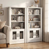 Modern 48.5" white bookcase with 4 tiers, translucent fluted doors, and ample storage for books and decor.