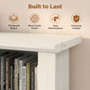 Close-up of the 1" thickened board of the 48.5" modern bookcase with a wood grain finish for easy maintenance.