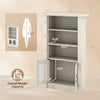 Modern 48.5" white bookcase with 4 tiers, 2 translucent fluted doors, and anti-tipping kits for stable storage.