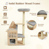 Multi-level solid wood cat tree features a padded top perch, sisal scratching posts, and a cozy cat condo for indoor cats.