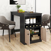 48-inch black bar table featuring a storage cabinet, wine rack, and adjustable shelf, ideal for home or commercial use.