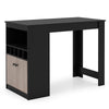Black 48-inch bar table featuring a storage cabinet, wine rack, and adjustable shelf, ideal for home or commercial use.