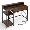 Rustic brown 48-inch computer desk with monitor stand, drawer, and detachable shelves for versatile use.