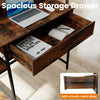 Spacious storage drawer of the 48-inch rustic brown computer desk with smooth metal slides for easy access.