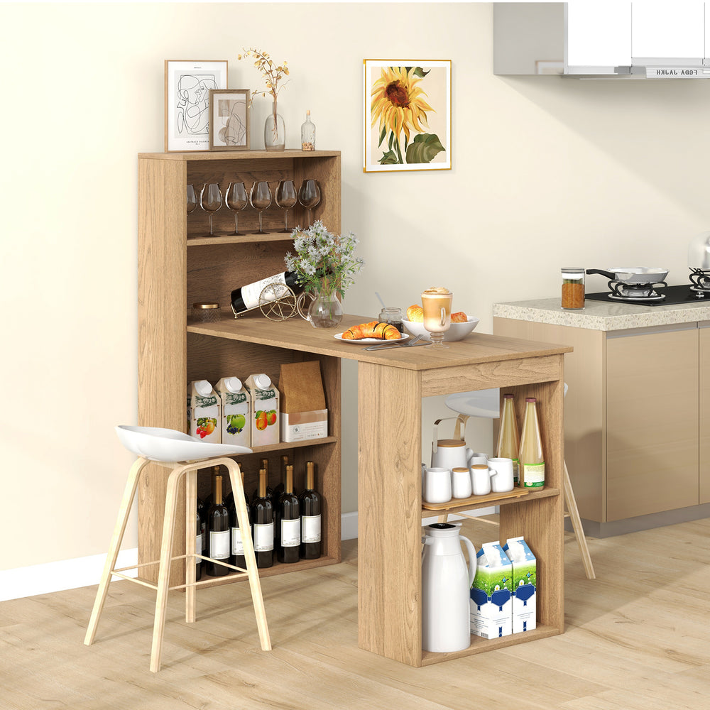 48 Inch Computer Desk with 4-Tier Bookcase and CPU Stand-Natural - Gallery View 1 of 7