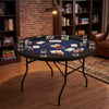 Foldable 48-inch poker table with blue surface, 8 cup holders, and padded edges, perfect for game nights and parties.