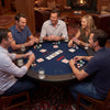 Foldable 48-inch poker table with padded edges and 8 cup holders, perfect for game nights and gatherings.