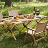 Folding camping table with solid pine wood, 48-inch size, perfect for backyard BBQs and outdoor gatherings.