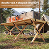 48-inch folding camping table with reinforced X-shaped structure, supporting 155 lbs, perfect for outdoor gatherings.