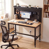 48-inch heavy-duty workbench with natural rubber wood top, adjustable height, AC/USB outlets, and pegboard for.