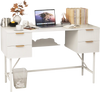 Close-up of the rippled drawer design on a 48-inch white home office computer desk, enhancing style and storage.