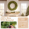 48-inch pre-lit Christmas wreath features 200 warm white LED lights and realistic PVC branch tips for festive charm.