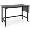 Mobile 48-inch black computer workstation with heavy-duty metal legs and 4 smooth casters for easy mobility and.