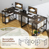 48-inch reversible L-shaped computer desk in gray with adjustable shelves, perfect for small spaces and home offices.