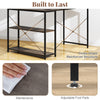 Reversible L-shaped computer desk with adjustable shelf, gray engineered wood, and steel for compact spaces.