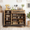 48-inch sideboard buffet cabinet with drawer and metal legs, featuring spacious storage and modern wood grain design.