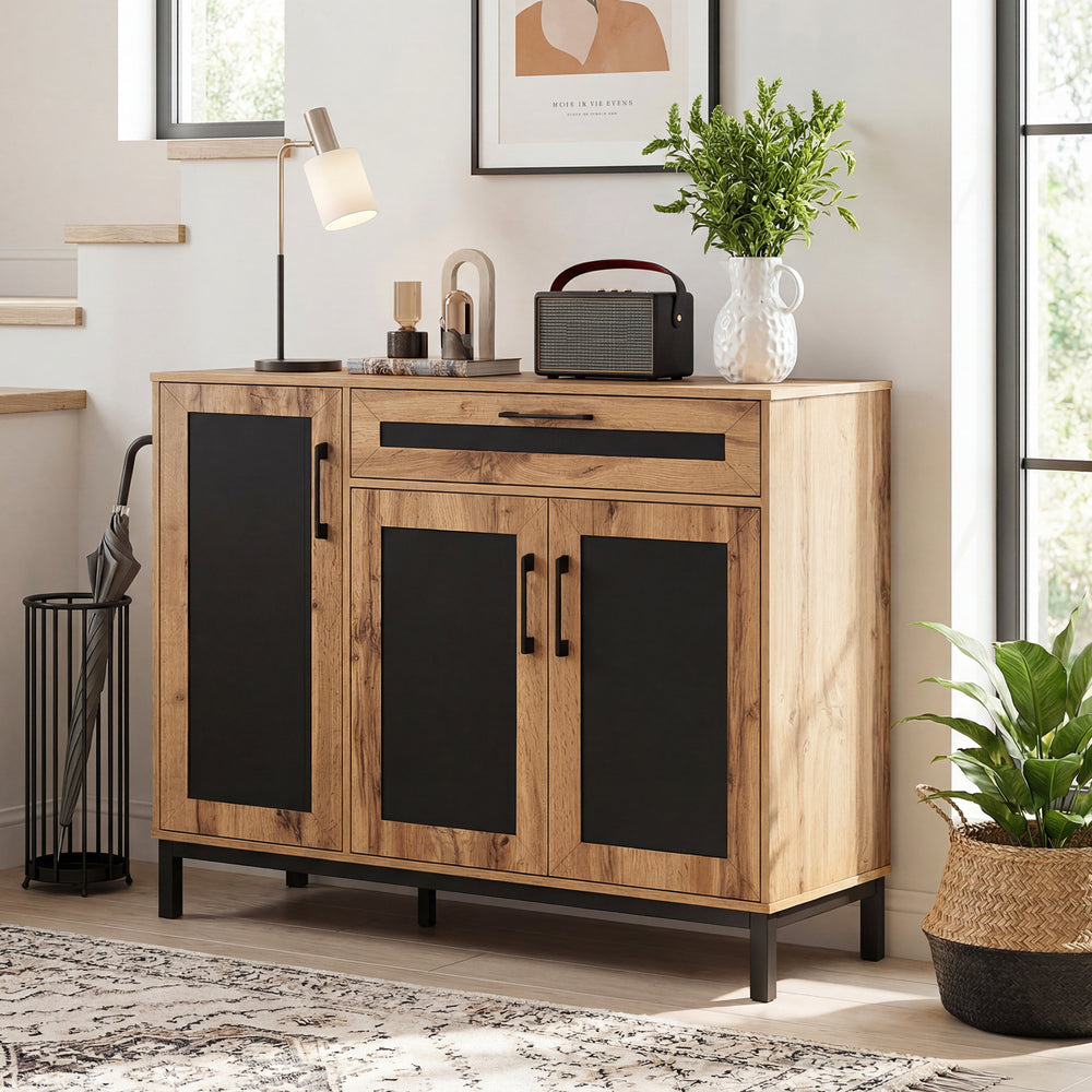 Spacious 48" sideboard buffet cabinet with a smooth surface, featuring two cabinets and a large drawer for organized.