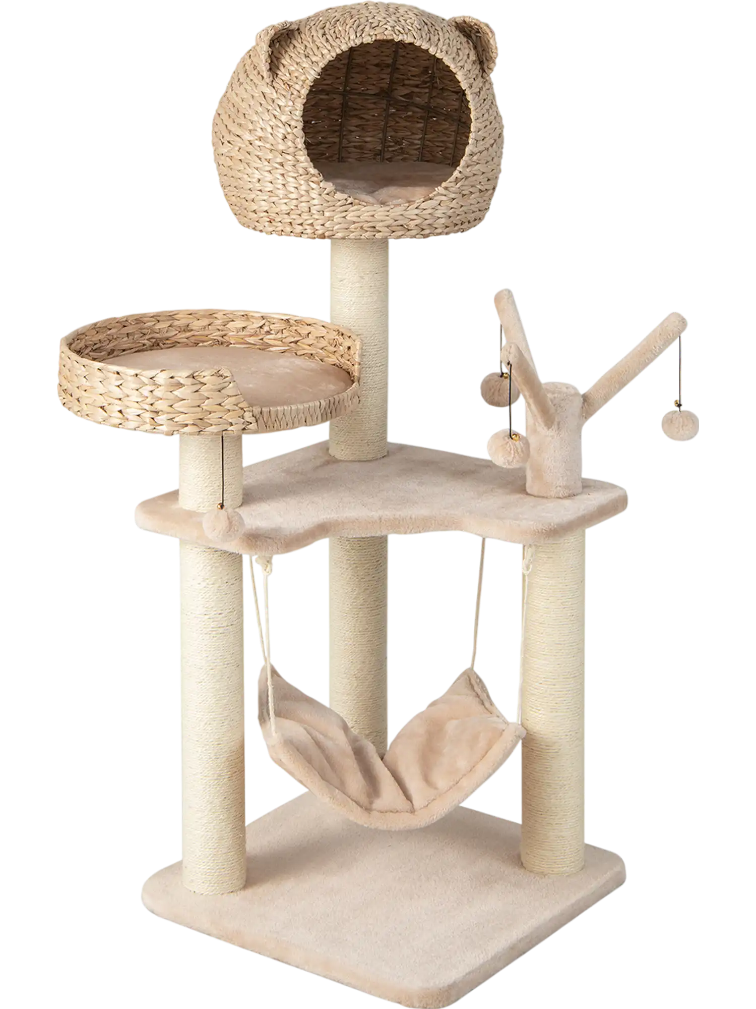 Costway Multi-Level Cat Tree Condo Hammock Rotatable Hanging Balls 74528913 New