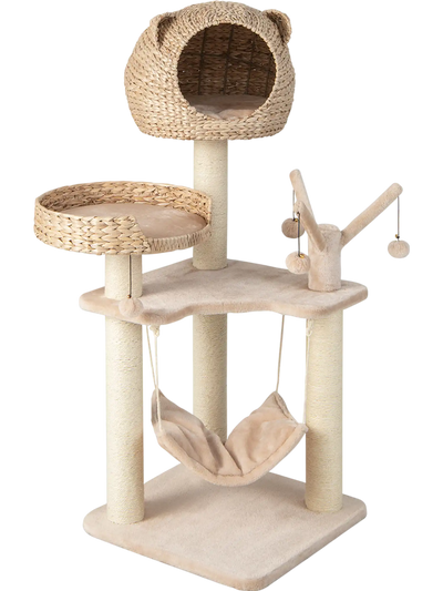 Costway Multi-Level Cat Tree Condo Hammock Rotatable Hanging Balls 74528913 New