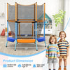 48-inch toddler trampoline with safety enclosure net in orange, designed for ages 3-6, featuring sturdy metal legs and.