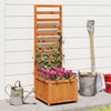 Wood raised garden bed with trellis for plants, featuring drainage holes, perfect for patios or balconies.