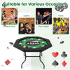 Foldable 48-inch poker table with padded rails and cup holders, perfect for game nights and outdoor parties.