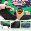 Foldable 48-inch poker table with padded rails, cup holders, and waterproof PU leather for comfortable gaming.