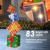 Lighted stacked gift boxes with 83 LED lights and decorative bows, perfect for festive indoor or outdoor Christmas.
