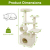 Multi-level beige cat tree with large condo, padded top perch, and scratching posts, measuring 48 inches tall.