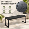 Outdoor bench set of 2 in slatted sea-black, made of crack-resistant wood-plastic composite and metal frame for durability.