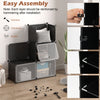 12-cube portable shoe shelf in black with connectors and hammer for easy assembly, ideal for organizing 48 pairs of.