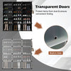 12-cube portable shoe shelves in black, storing 48 pairs with transparent doors and built-in hole for easy access.