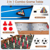 48-inch 3-in-1 multi combo game table featuring soccer, billiards, and hockey with complete accessories for game rooms.