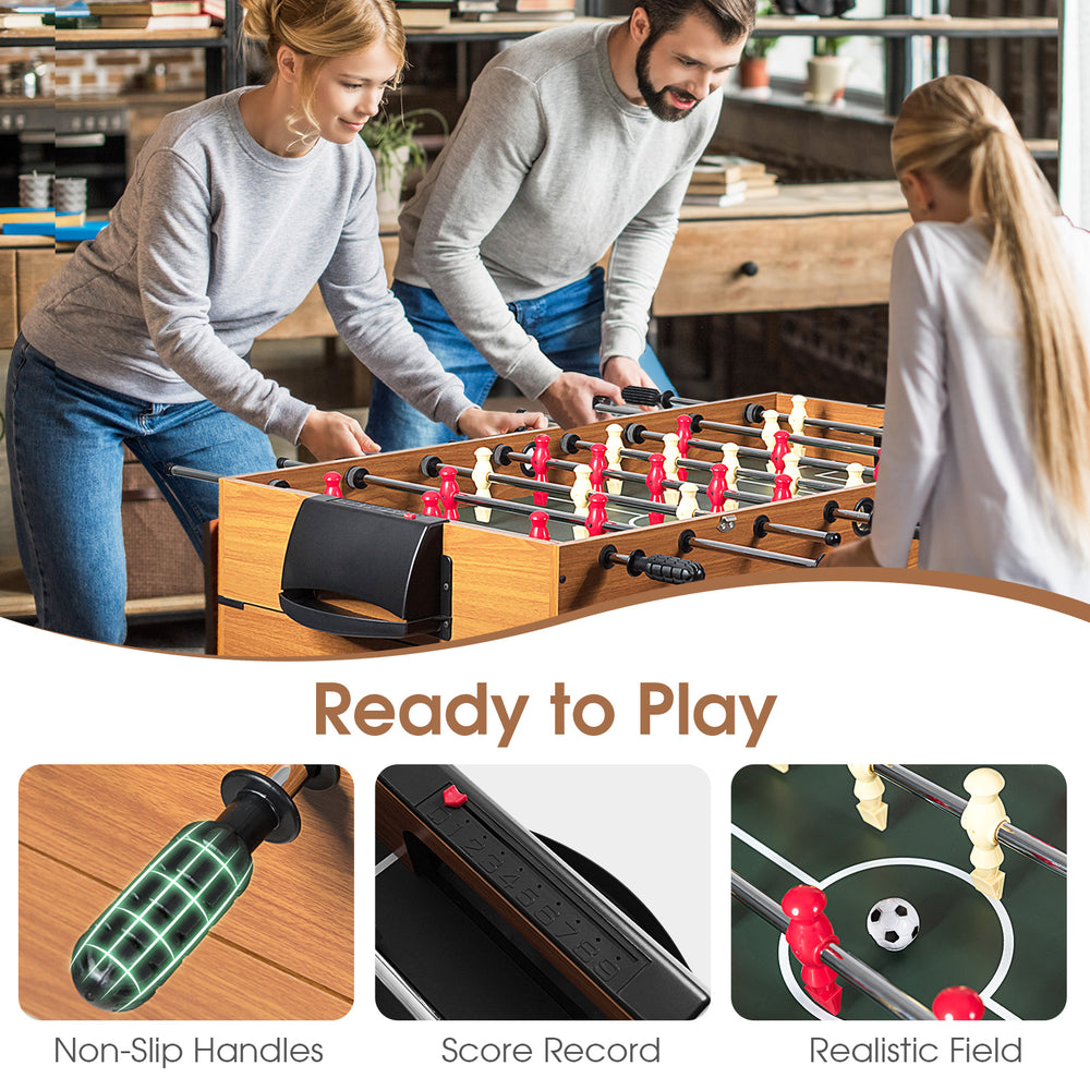 48-inch 3-in-1 multi combo game table featuring soccer, billiards, and hockey for family fun and skill improvement.