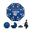 Foldable 48" poker tabletop in blue with cup holders, accommodating 8 players, ideal for games and easy transport.