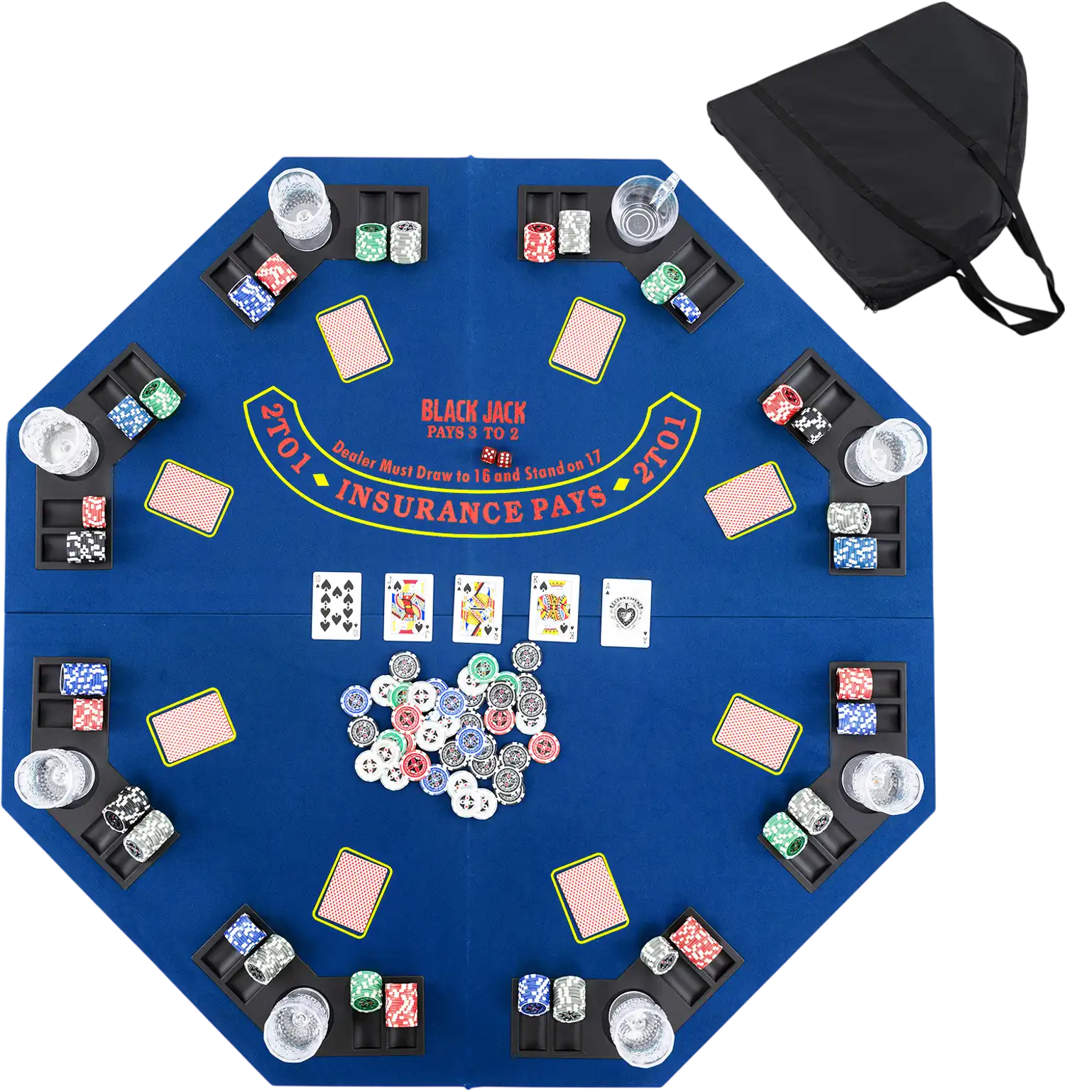 Costway 8-Player Portable Poker Table Top w/ Cup Holders Chip Trays 79458126 New