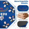 Blue 48-inch foldable poker table top with cup holders, designed for 8 players, featuring a casino-grade felt surface.
