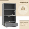Gray 48-inch tall wood bookcase with 4 tiers and drawer, featuring smooth slides and sturdy anti-tipping design for.