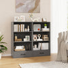 Gray 48-inch tall wood bookcase with four tiers and two drawers, ideal for bedroom or living room storage.