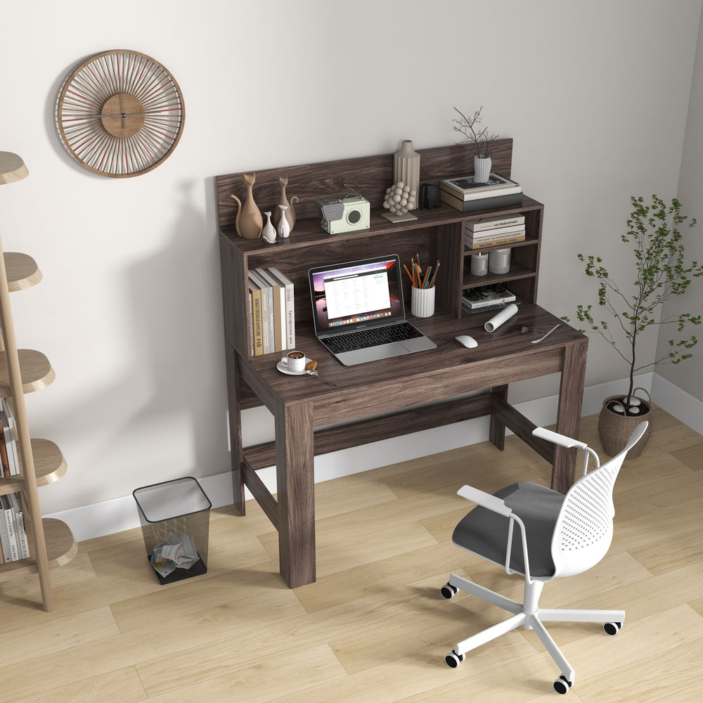 48 Inch Writing Computer Desk with Anti-Tipping Kits and Cable Management Hole-Rustic Brown - Gallery View 1 of 12
